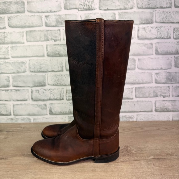 Justin Shoes - Justin Riding Tall Western Cowgirl Boots Solid Brown Womens 8 B